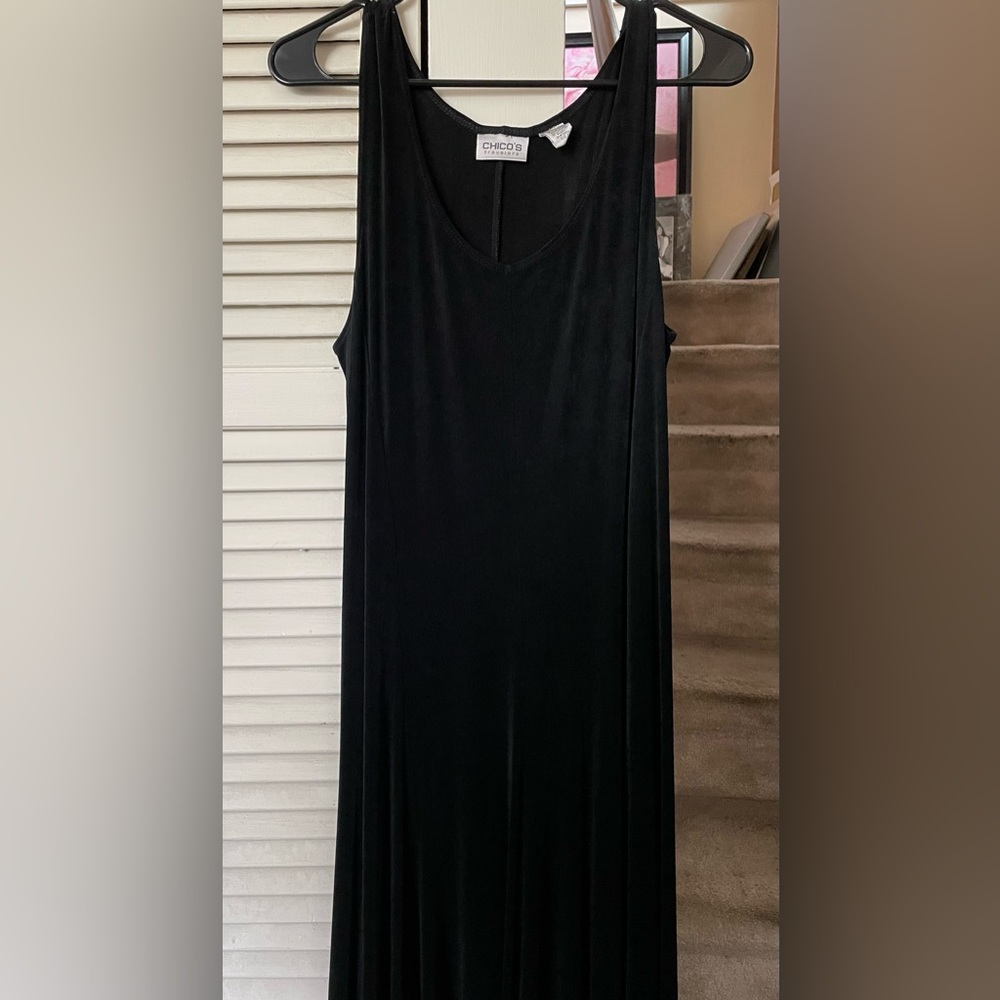 Chicos black dress, size 2. 95% acetate 5% spandex